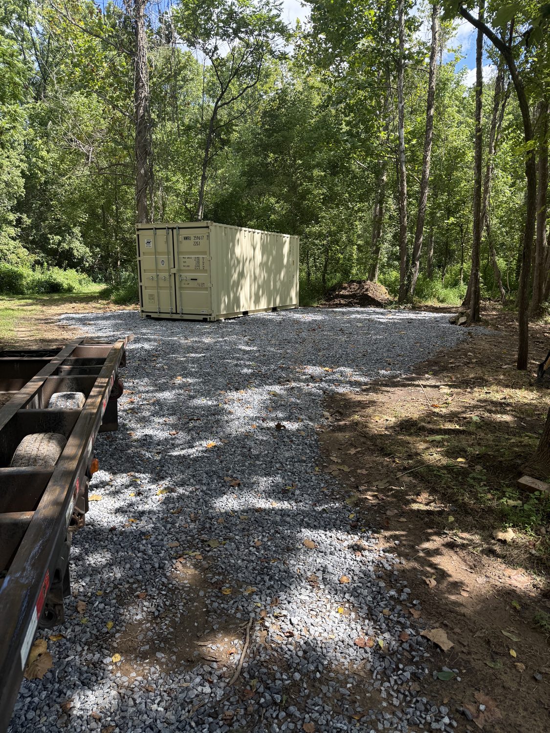 Shipping container placed on a residential property for home storage