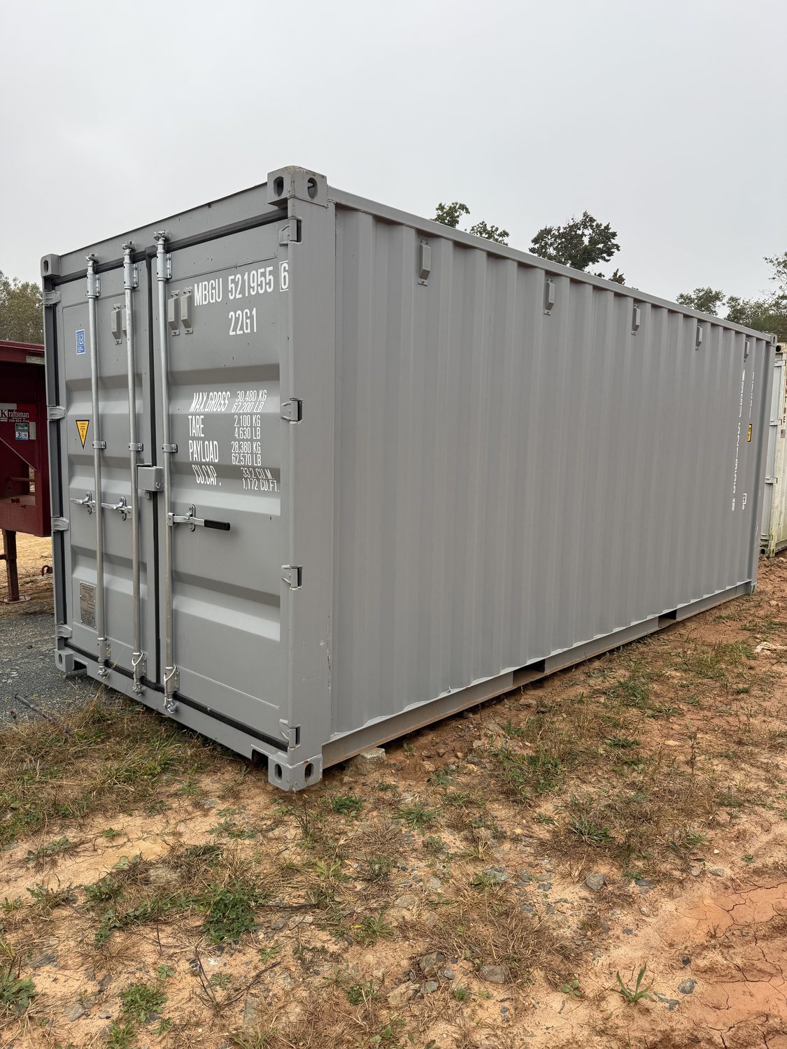 Like-new one-trip 20-foot shipping container with crisp factory paint